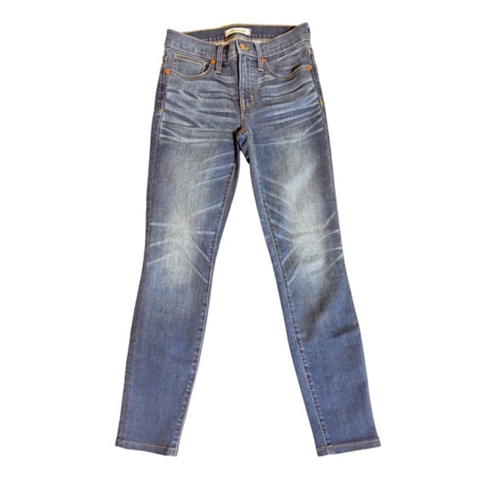 Madewell 9 High-Rise Skinny Jeans Size 24 Medium‎ Wash Denim Whiskered Slim Fit